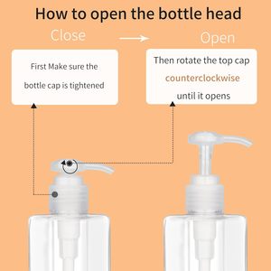 Flacon de shampooing en plastique PETG de luxe carré de 200 ml et 300 ml avec pompe blanche pour lotion corporelle, gel douche, après-shampoing, emballage cosmétique - Product Image 5