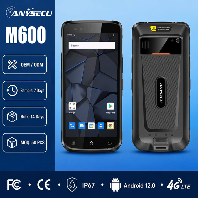 Android 12 Rugged Smart Phone M600 IP67 Waterproof Radio with Barcode Scanner NFC Function Wifi Walkie Talkie