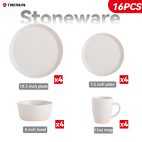 Service de table en grès céramique blanc mat de 16 pièces, design classique de luxe nordique, finition sous glaçure, avec tasses – Nouvelle Arrivée
