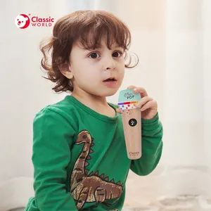 Mainan Anak Bayi Anak-anak Kayu Dunia Klasik Mikrofon Bersinar Elektrik