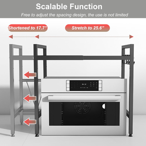 Support de micro-ondes extensible multi-niveaux en métal, étagères de rangement réglables en acier au carbone pour comptoir de cuisine - Product Image 4