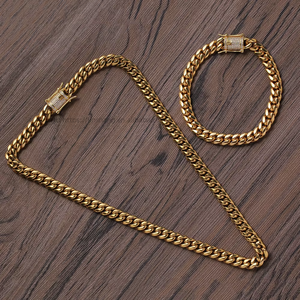 8mm Cuban Necklace Necklace Stainless Steel <b>Copper</b> Buckle Cuban Necklace Tanjing - Product Image 4
