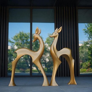 Estatua de Ciervo de Resina Dorada, Escultura Artística Abstracta, Adorno Animal para Decoración del Hogar y Jardín - Product Image 6