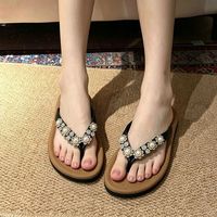 Tongs en PVC à strass pour femme – Nouvelle tendance polyvalente pour l'été, usage extérieur, semelle souple, motif lettres, collection 2026