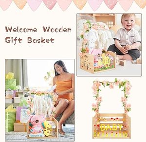 Armario <span class=keywords><strong>de</strong></span> caja <span class=keywords><strong>de</strong></span> madera para Baby Shower-Cesta <span class=keywords><strong>de</strong></span> bebé neutral <span class=keywords><strong>de</strong></span> género Regalos <span class=keywords><strong>de</strong></span> bienvenida Bebé <span class=keywords><strong>Embarazo</strong></span> Regalos para nuevos padres - Product Image 5