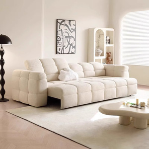 Marshmallow Texture Two In One Electric Recliner <b>Sofa</b> Cream Color Teddy Velvet Fabric Multi Functional Living Room Couch - Product Image 3
