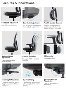 Silla de Oficina Ergonómica de Malla con Respaldo Alto, Giratoria, Ejecutiva, Comercial, para Gaming Avanzado, con Respaldo Ajustable - Product Image 5