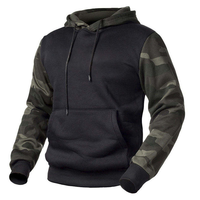 Sweat à capuche pour homme en coton camouflage coupe classique avec grand bonnet, pull polaire d'hiver à motif uni, écologique et à séchage rapide