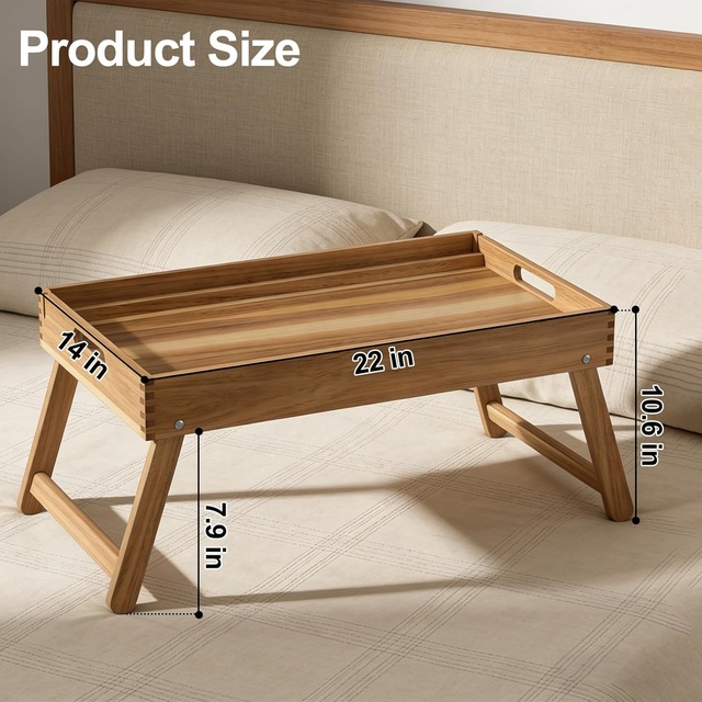 Adjustable  Laptop Desk with Cooling Fan Foldable Bed Tray for Breakfast Wooden Tray