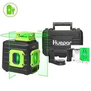 Huepar B21CG yeşil işın çapraz çizgi kendinden tesviye ile Li-ion pil ve tip-c şarj portu ve sert taşıma çantası kılıf lazer seviyesi
