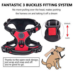 Fabricante logotipo personalizado ajustable reflectante de alta calidad de lujo sin tirar arnés para perro Correa y arnés - Product Image 5