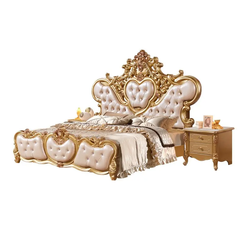 Luxury Design Wooden Antique King Size Bedroom Sets Royal bedroom Furniture