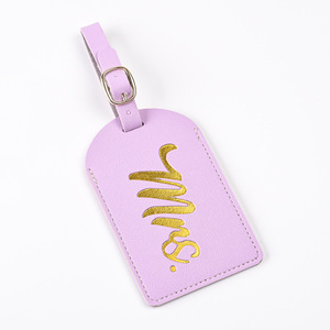 Vendita all'ingrosso bassa di MOQ stampa di lamina oro debossed <span class=keywords><strong>MR</strong></span> & MRS in pelle Hang Tag da viaggio etichetta per valigie zaino - Product Image 2
