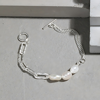 Bracelets à double rang de perles baroques fines avec fermoir OT pour femmes, bijoux en argent sterling 925 personnalisés par des designers, vente en gros