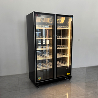 Réfrigérateur commercial à double porte pour boissons, vitrine verticale à refroidissement par air pour supermarché, épicerie et cave à vin
