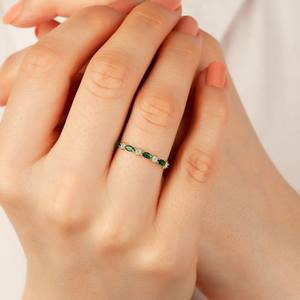 Anillo de apilamiento de lujo de Plata de Ley 925 con diamante de corte brillante redondo CZ-El mejor anillo de compromiso de regalo de San Valentín - Product Image 1