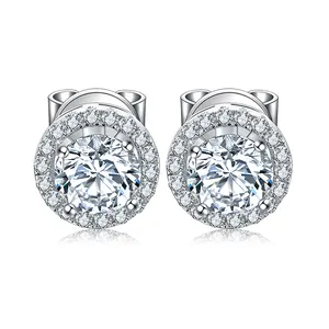 Zhanhao Classy Simple 925 Sterling Silver Drop Earrings Stud Moissanite Jewelry Diamond Earrings for Women Gift Idea