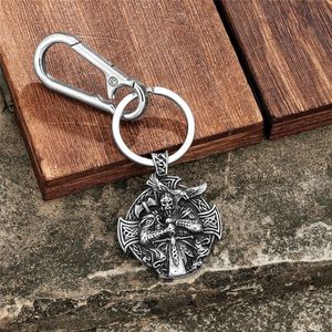 Porte-clés Guerrier Viking Nordique en Acier Inoxydable, Pendentif Bouclier, Cadeau pour Homme, Boucle en Cuir et Métal - Product Image 2