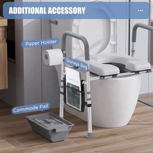 Rehausseur de toilettes MSMT avec poignées, rehausseur de toilettes allongé avec <span class=keywords><strong>siège</strong></span> souple et large, réglable à côté de la commode avec cadre de sécurité - Product Image 2
