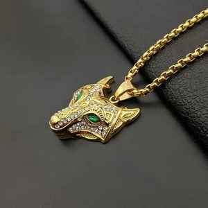 Collar de acero inoxidable con colgante de <span class=keywords><strong>lobo</strong></span> <span class=keywords><strong>vikingo</strong></span> para hombre con ojos verdes, collar de Talismán de <span class=keywords><strong>lobo</strong></span> escandinavo para hombre <span class=keywords><strong>lobo</strong></span> celta Nórdico - Product Image 4