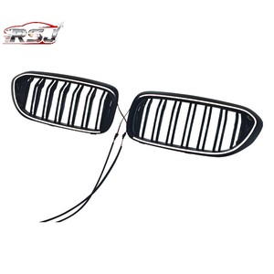 Per <span class=keywords><strong>BMW</strong></span> Serie 5 G30 2017-2020 Griglia Anteriore <span class=keywords><strong>Nera</strong></span> Lucida con Luci LED, Griglia a Doppia Linea con Luci, Set di Parti Modificate - Product Image 1