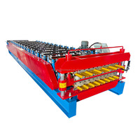 Machine de formage à froid à double couche pour la fabrication de tôles de toiture en acier, haute vitesse, entièrement automatique avec système de contrôle PLC