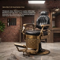 Fauteuil de Barbier Rétro de Luxe en Métal Doré, Éponge Épaisse Résistante à l'Usure et à Haute Résilience, Hauteur Réglable, Pompe Hydraulique, Usage Commercial