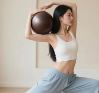Pelota de Yoga Redonda de PVC Suave Marrón Premium, en Forma de Pulpo, Engrosada, 22CM 9 Pulgadas, Mini Pelota de Pilates con Bomba para Yoga, Pilates, Gimnasio y Fitness