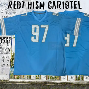 Camisetas de fútbol americano para hombre personalizadas al por mayor, uniformes deportivos para jóvenes, camisetas transpirables bordadas cosidas de manga corta - Product Image 2