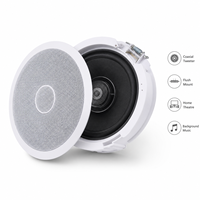 Haut-parleur de plafond encastré rond pour système home cinéma et musique d'ambiance, avec grille blanche et tweeter coaxial