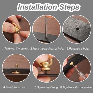 Notgia Pcs D Rings For Purse Brass Rivets For Leather Rotatable Purse Strap Hardware Ball Button <b>Studs</b> For Handbag D Rings Chica - Product Image 5