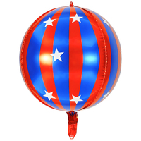 Ballons en feuille d'aluminium 4D rayés en forme d'étoile de 22 pouces - Décoration de fête sur le thème du cirque pour anniversaires, Noël et événements |   Remplissable à l'hélium, réutilisable