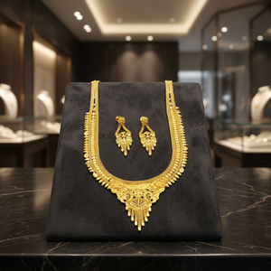 Wholesale 14K 18K 24K Micro Gold Plated Women's Traditional Wedding <b>Long</b> Popcorn Chain <b>Necklace</b> and Earrings Set Brass - Product Image 4