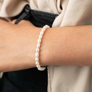 Bracelet de perles d'eau douce véritable pour femmes Bracelet de perles rondes en or 18 carats avec perles de riz Cadeau de demoiselle d'honneur Bijoux de <span class=keywords><strong>mariage</strong></span> - Product Image 5