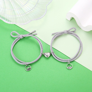 Bracelets magnétiques d'attraction pour couples, <span class=keywords><strong>montagne</strong></span> et mer, 2 pièces, cadeau d'amitié pour hommes et femmes, bijoux, bracelets magnétiques en forme de cœur - Product Image 5