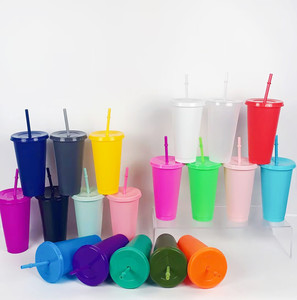 <span class=keywords><strong>Gobelet</strong></span> en <span class=keywords><strong>plastique</strong></span> froid réutilisable de 16oz 24oz/710ml tasse en <span class=keywords><strong>plastique</strong></span> durable avec couvercle et paille pour la fête vente chaude article de retour à l'<span class=keywords><strong>école</strong></span> - Product Image 2