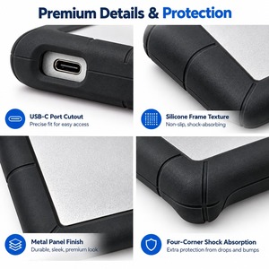 กล่องใส่ฮาร์ดดิสก์แบบ USB พร้อมสายเคเบิล ฮาร์ดดิสก์ 500GB สำหรับแล็ปท็อป กล่องใส่ฮาร์ดดิสก์ภายนอกแบบซิลิโคน ขนาด 2.5 นิ้ว  ซิลิโคนเคสฮาร์ดดิสก์  อะแดปเตอร์ NVMe เป็น SATA ขนาด 2.5 นิ้ว - Product Image 3