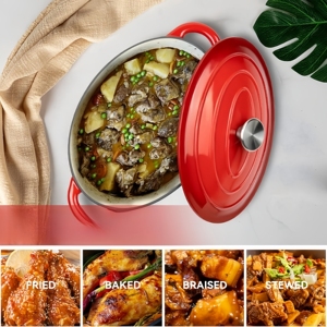 Casserole multifonctionnelle en <span class=keywords><strong>fonte</strong></span> émaillée antiadhésive avec double poignée <span class=keywords><strong>pour</strong></span> la cuisson du <span class=keywords><strong>pain</strong></span> - Product Image 5
