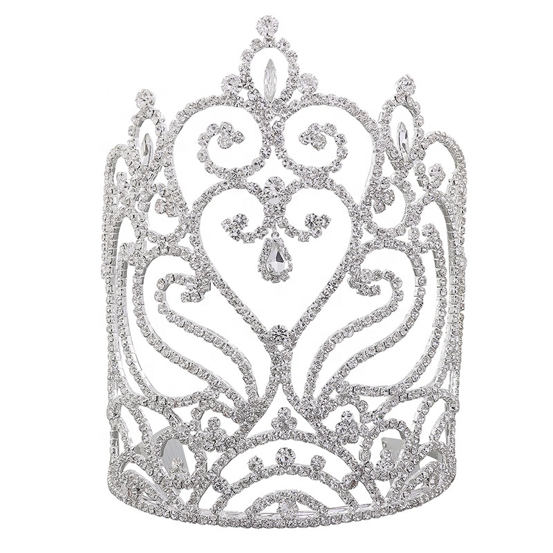 Usine personnalisée pas cher argent 5 pouces de haut strass concours gagnant diadème couronne or diamant fille miss monde couronne diadème