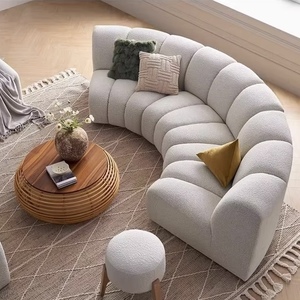 Sofá Seccional de estilo nórdico GEDO, tela de lana de cordero pequeña grande en forma de arco semicircular para el hogar - Product Image 1