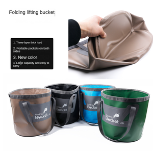 Cubo Plegable Portátil para Exteriores, 20L, Doble Fondo Rígido, Lona de PVC, para Viajes, Camping, Multifuncional, Listo para Enviar - Product Image 2