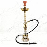 Ensemble de chicha en verre transparent doré sculpté avec dessus en bois pour bistro, rassemblement raffiné, fumer des chichas