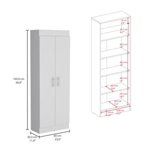 DB Nepal Armoire garde-manger à 2 portes au design moderne économe en espace avec plusieurs étagères en bois et MDF pour le rangement de la cuisine - Product Image 3