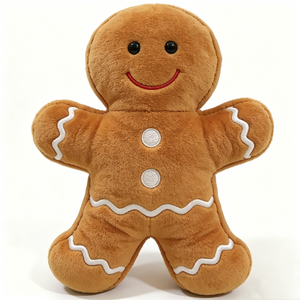 Juguete de Peluche Personalizado de Hombre de Jengibre Navideño, Animal de Peluche Marrón Suave con Bordado de Glaseado Blanco, Lindo Hombre de Jengibre Festivo - Product Image 1