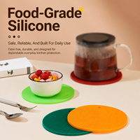 Sous-verres ronds classiques en silicone YMS, résistants à la chaleur, sans BPA, antidérapants, 17,5 cm de diamètre, réutilisables, pour cuisine
