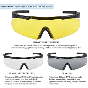 Óculos Táticos de Sol PC Anti-Impacto Polarizados para Ciclismo com 3 Lentes Intercambiáveis Óculos de Tiro - Product Image 5