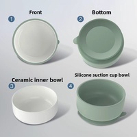 Bol mignon en céramique sans Bpa pour repas au micro-ondes en porcelaine avec succion en silicone pour bébé