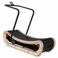 Tapis de course incurvé en bois Air Runner, machine de course manuelle auto-alimentée en bois pour salle de sport commerciale et entraînement cardio à domicile