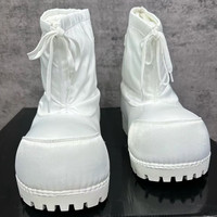 Bottes de Ski à Plateforme Chaudes Mi-Mollet Unisexe Homme Fabriquées Sur Mesure, Semelle Épaisse Vintage Gros Orteil Neige Chevalier Luxe Femme Mi-Mollet