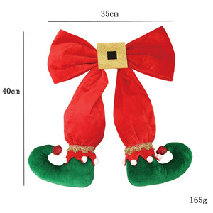 Decoración Navideña, Divertidos Adornos Colgantes de Patas de Duende Rojas con Lazo para Decoración de Ventanas Navideñas - Product Image 5